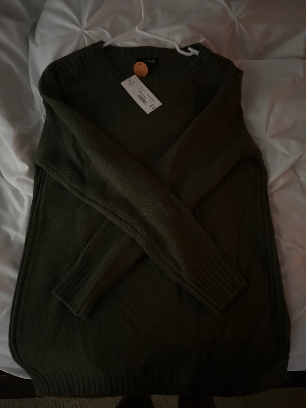 a.n.a Men's Olive Crewneck Knit Sweater